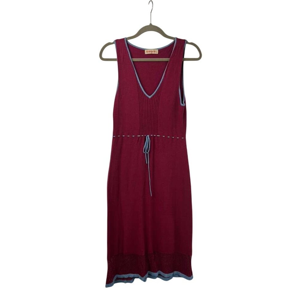 Alannah Hill Women's Size 14 Sleeveless V-Neck Knit Midi Dress Rayon Blend